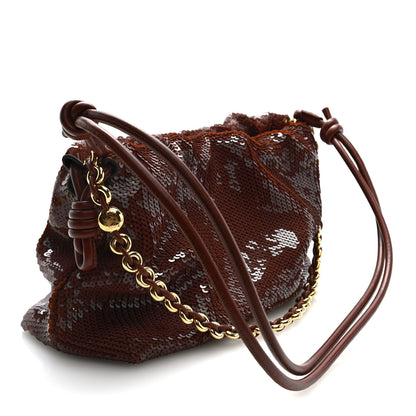 Loewe Sequin Medium Donut Chain Flamenco Knot Clutch Chocolate 3 of 10