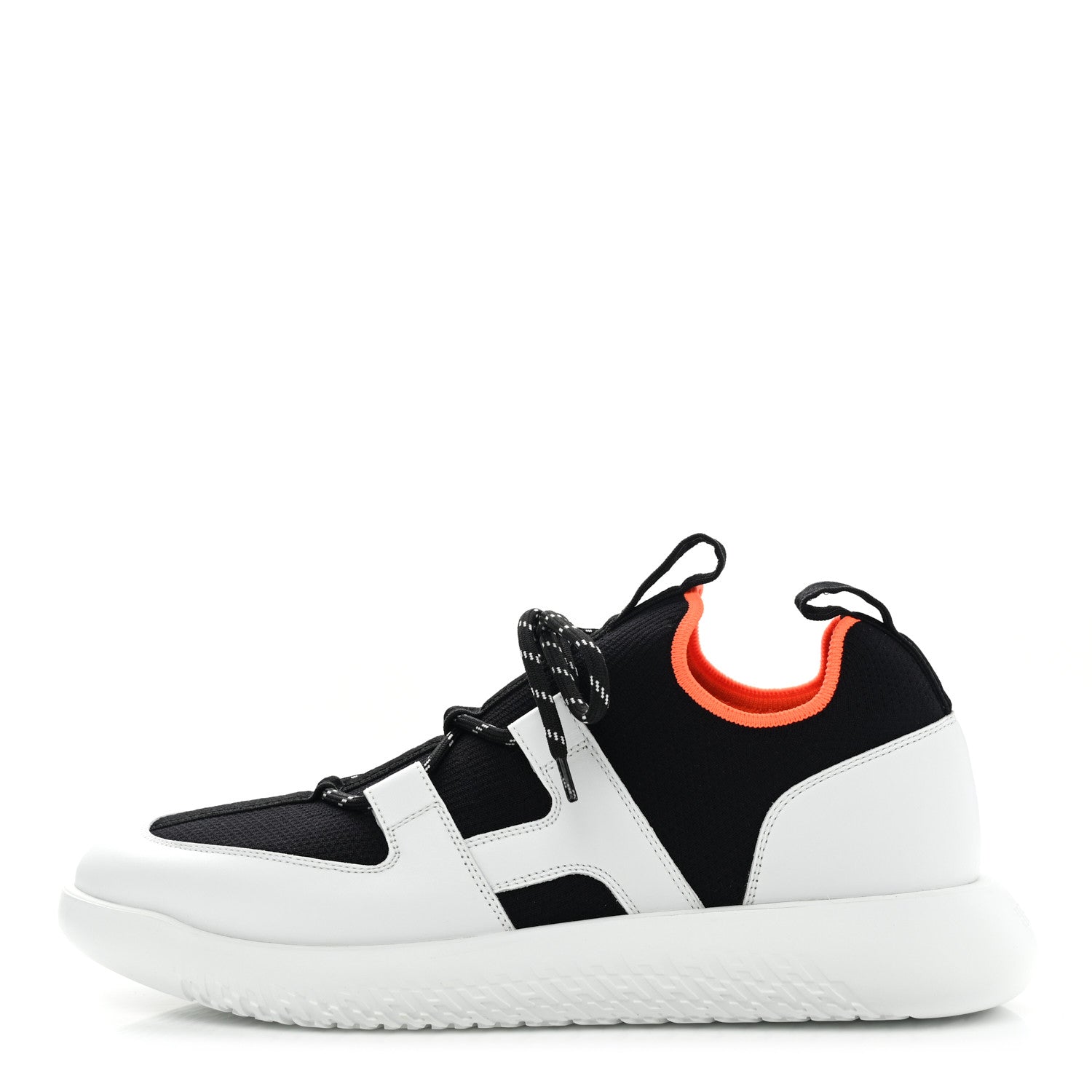Hermes Technical Canvas Calfskin Womens Duel Sneakers 40 White Black 1 of 9