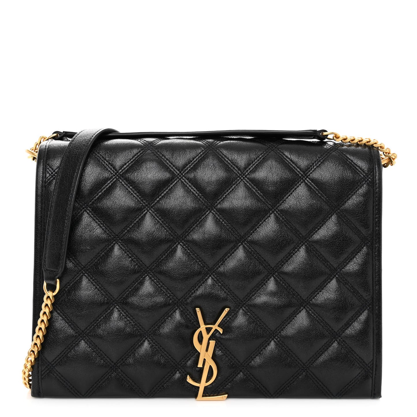 SAINT LAURENT Lambskin Quilted Small Becky Chain Bag Black