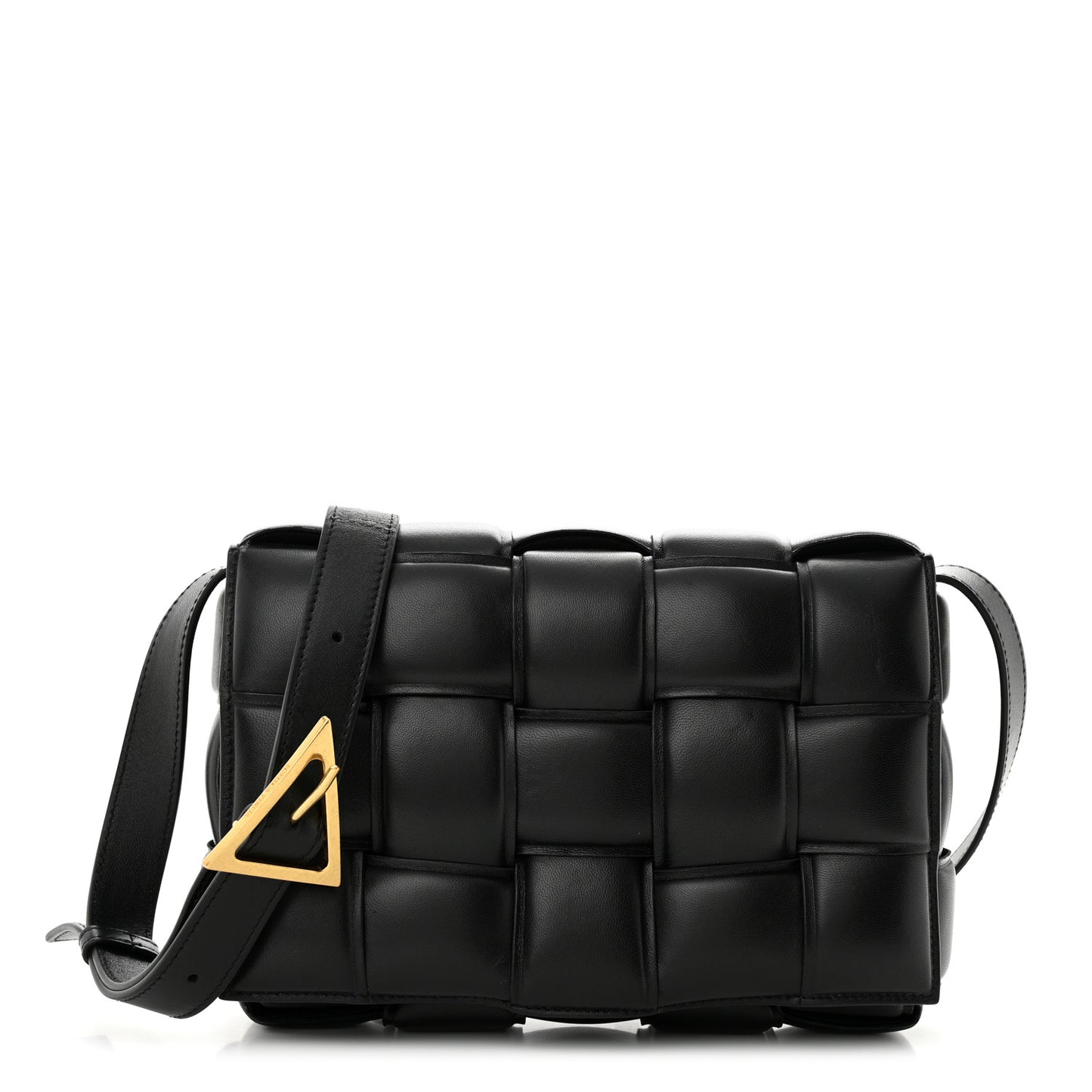 Nappa Maxi Intreccio Padded Cassette Crossbody Bag Black