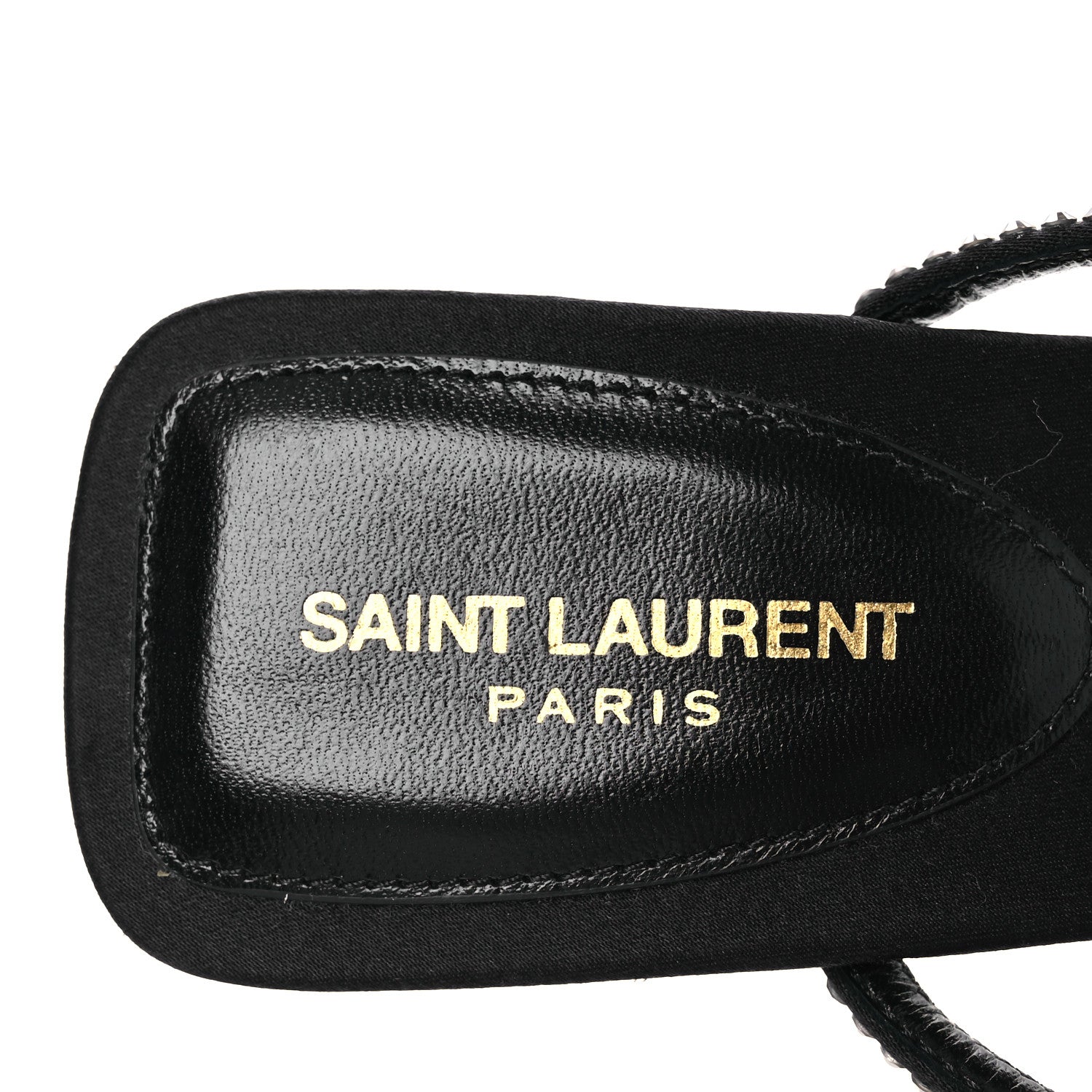Saint Laurent Crepe Satin Strass Baliqua 55 Ankle Strap Sandals 36 Black Greige 9 of 11