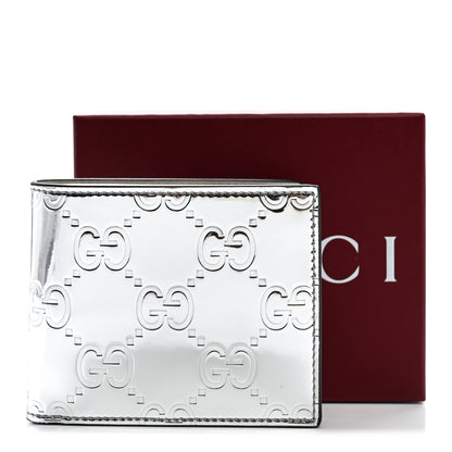 Gucci Guccissima Mirror Effect Bi-Fold Wallet Moon Silver Sphinx 8 of 8