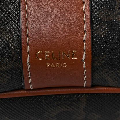 Celine Triomphe Canvas Calfskin Medium Drawstring Bucket Bag Tan 6 of 9