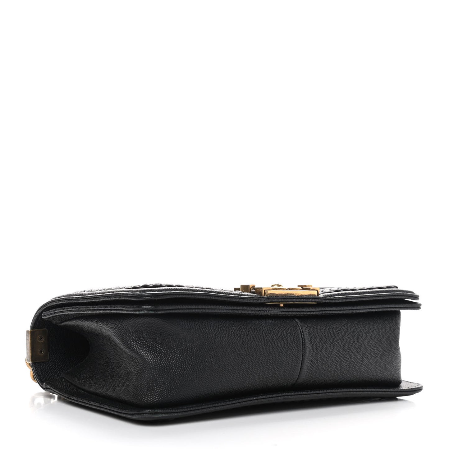 Caviar Chevron Quilted Braided Medium Boy Flap Black