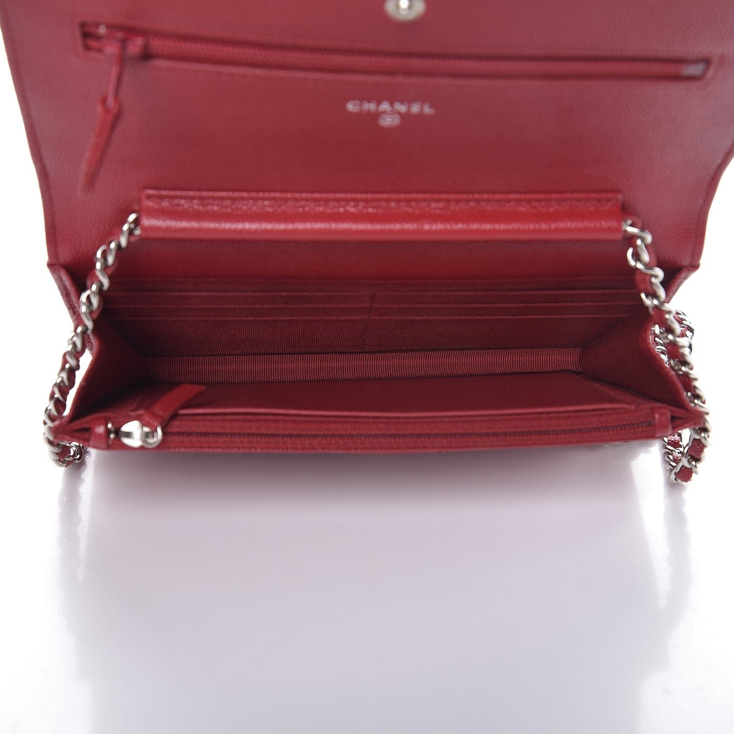 Caviar Quilted Wallet on Chain WOC Red