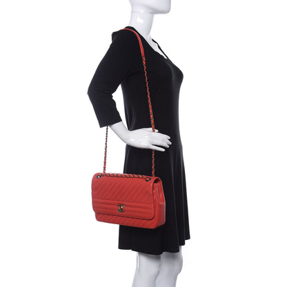 Chanel Shiny Goatskin Diagonal Quilted Small Flap Red 2 of 13