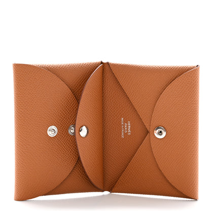 Hermes Epsom Calvi Duo Card Case Gold 5 of 7
