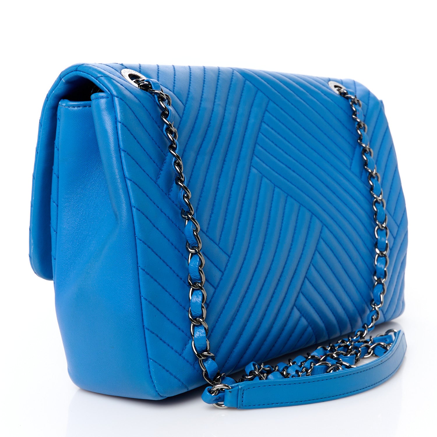 Chanel Lambskin Large CC Crossing Flap Blue 3 of 11