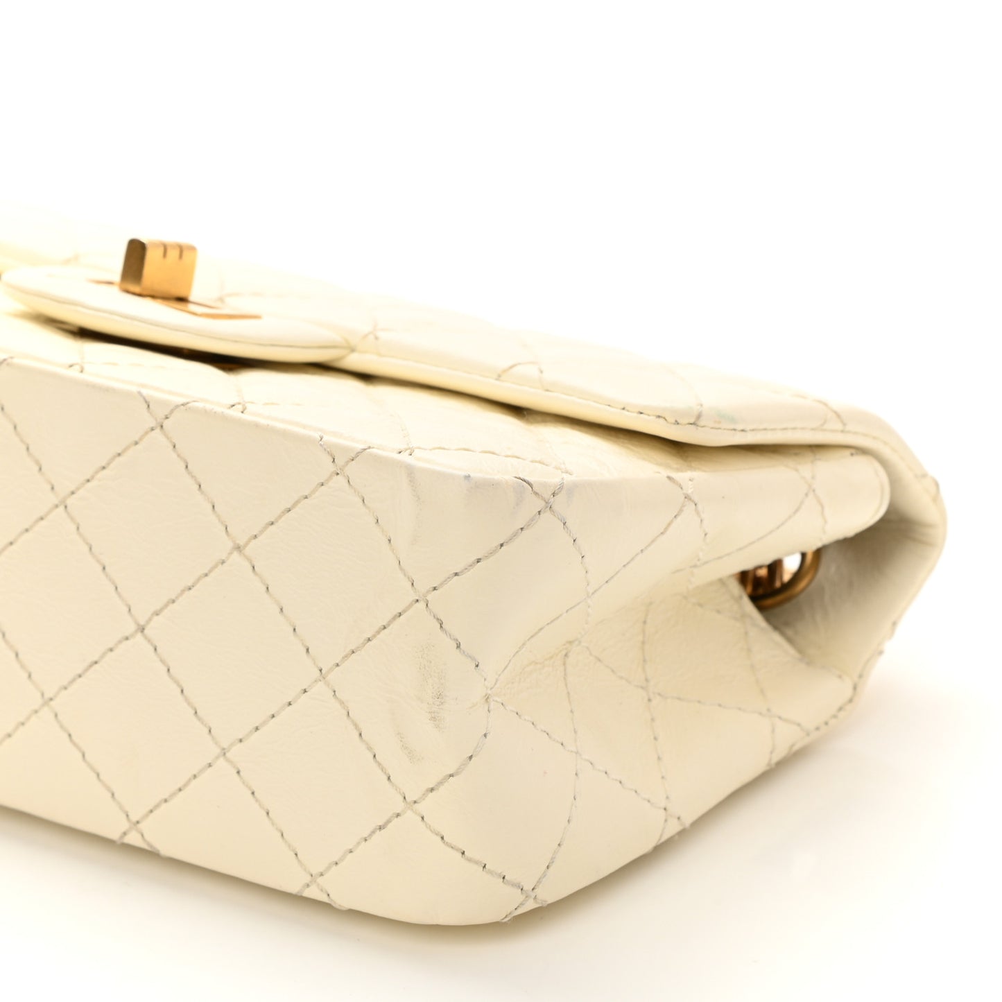 Aged Calfskin Quilted 2.55 Reissue Mini Flap White