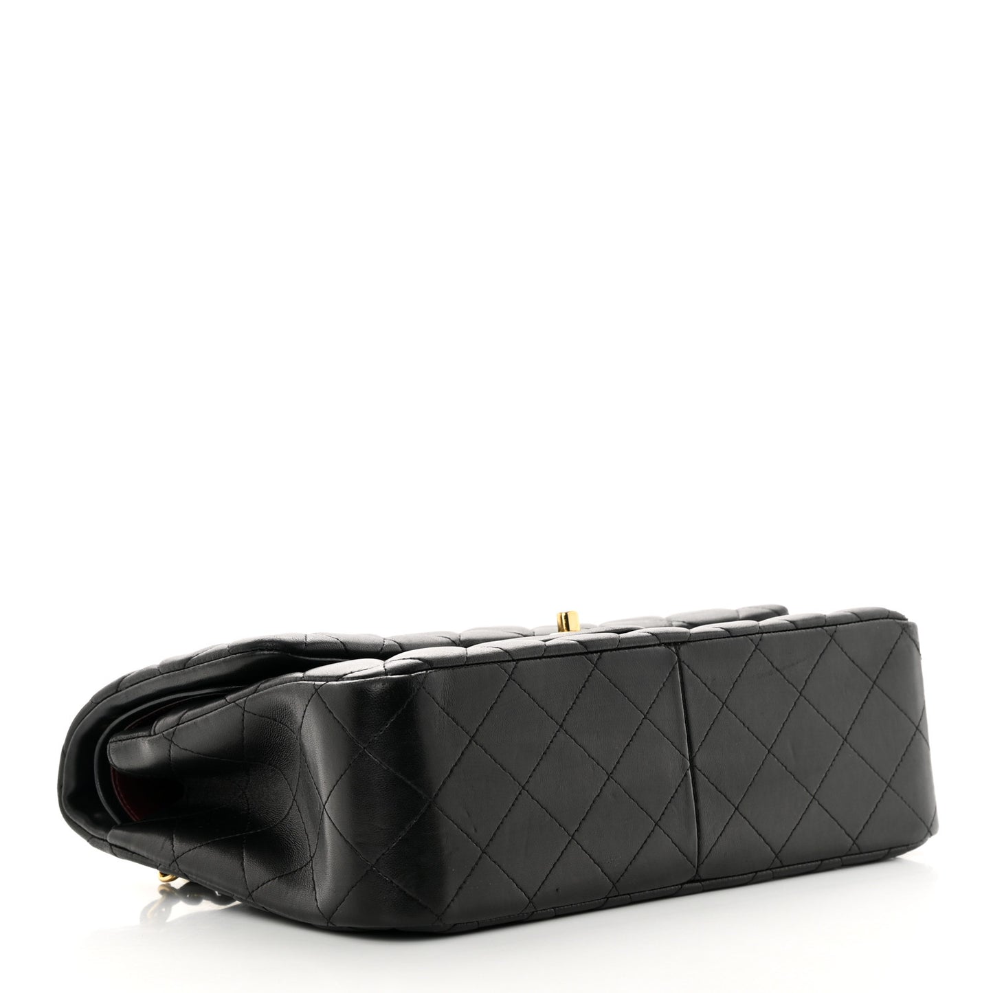 Lambskin Quilted Jumbo Double Flap Black