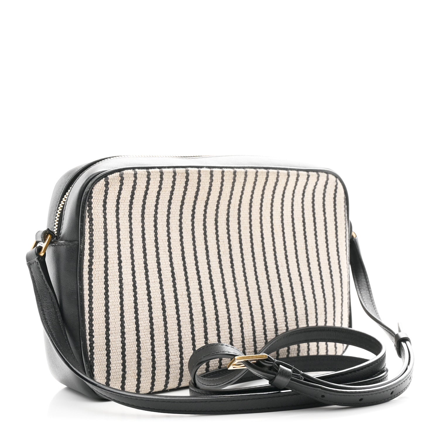 Saint Laurent Canvas Calfskin Monogram Lou Camera Bag Black Grey Cream 3 of 12