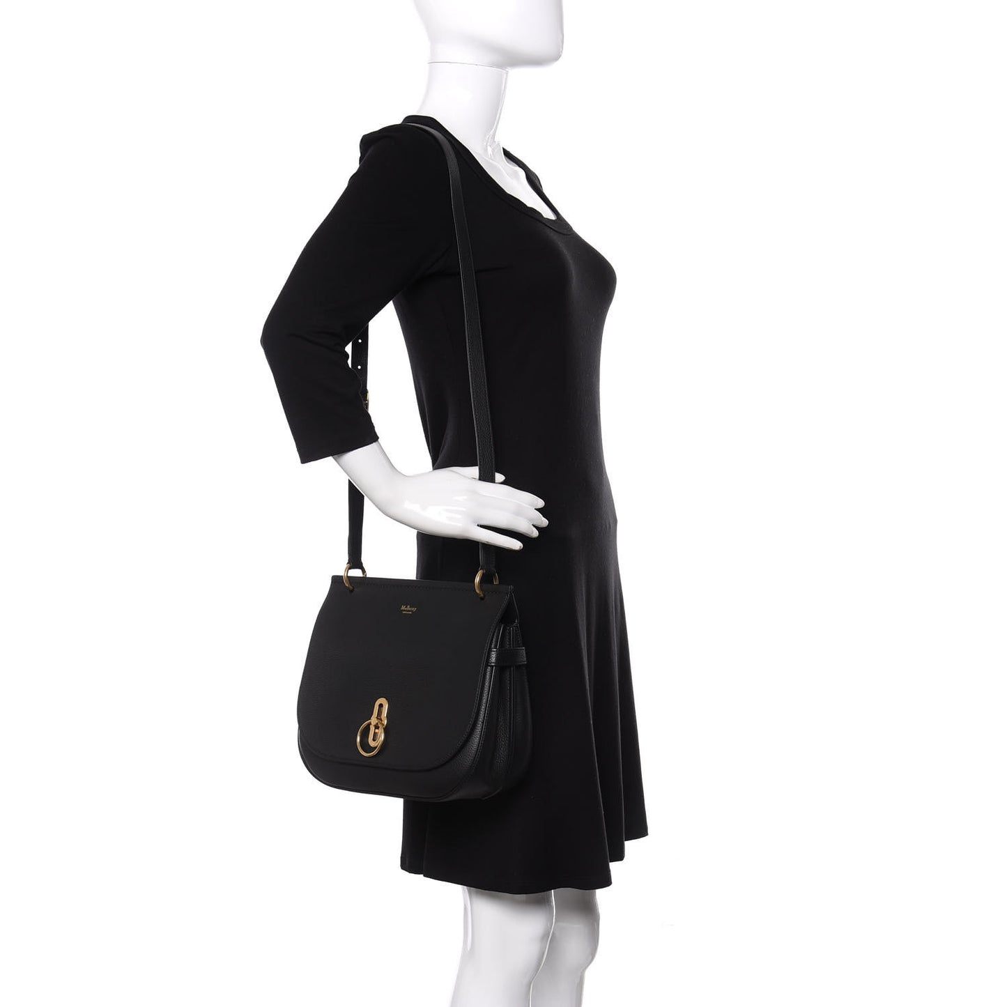 Small Classic Grain Calfskin Amberley Satchel Black