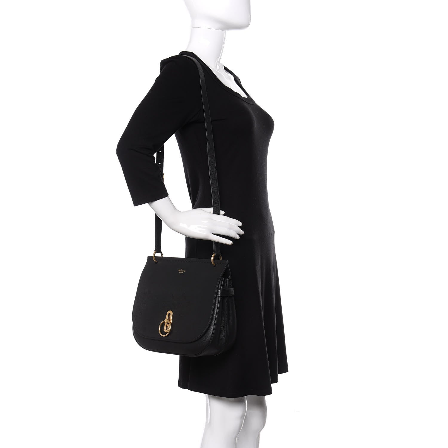 Mulberry Small Classic Grain Calfskin Amberley Satchel Black 2 of 9