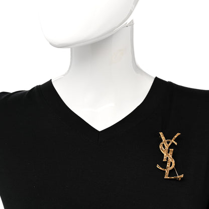 Saint Laurent Monogram Crocodile Opyum Brooch Gold 2 of 5