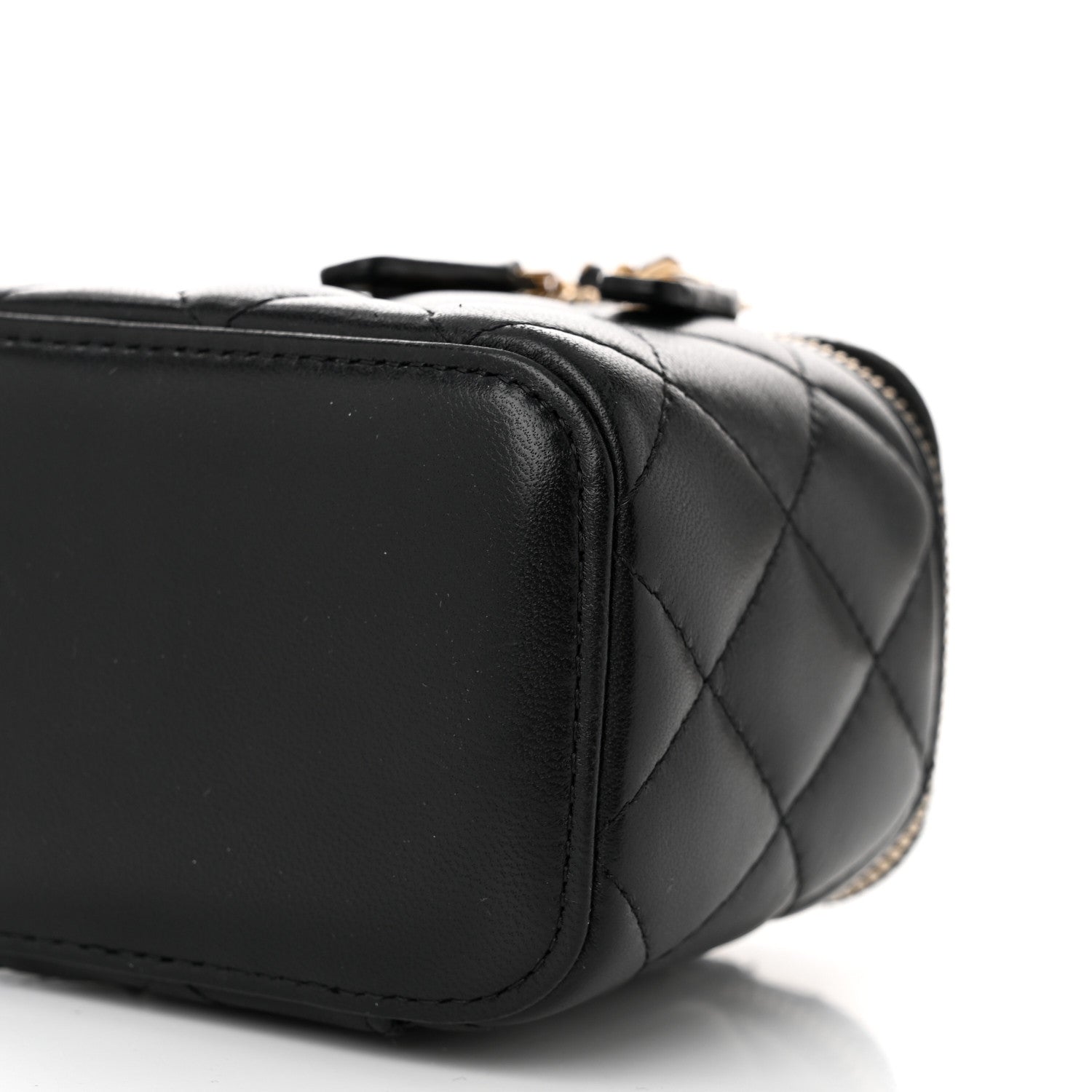 Chanel Lambskin Quilted Top Handle Mini Vanity Case With Chain Black 10 of 10