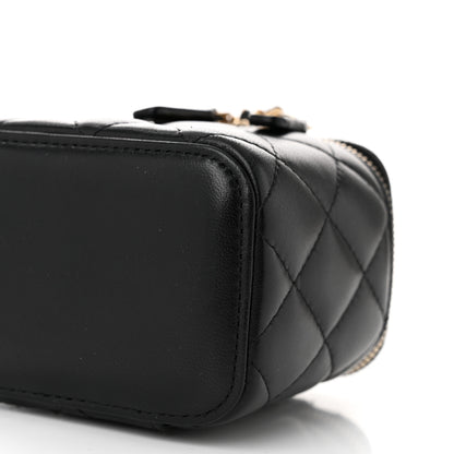 Chanel Lambskin Quilted Top Handle Mini Vanity Case With Chain Black 10 of 10