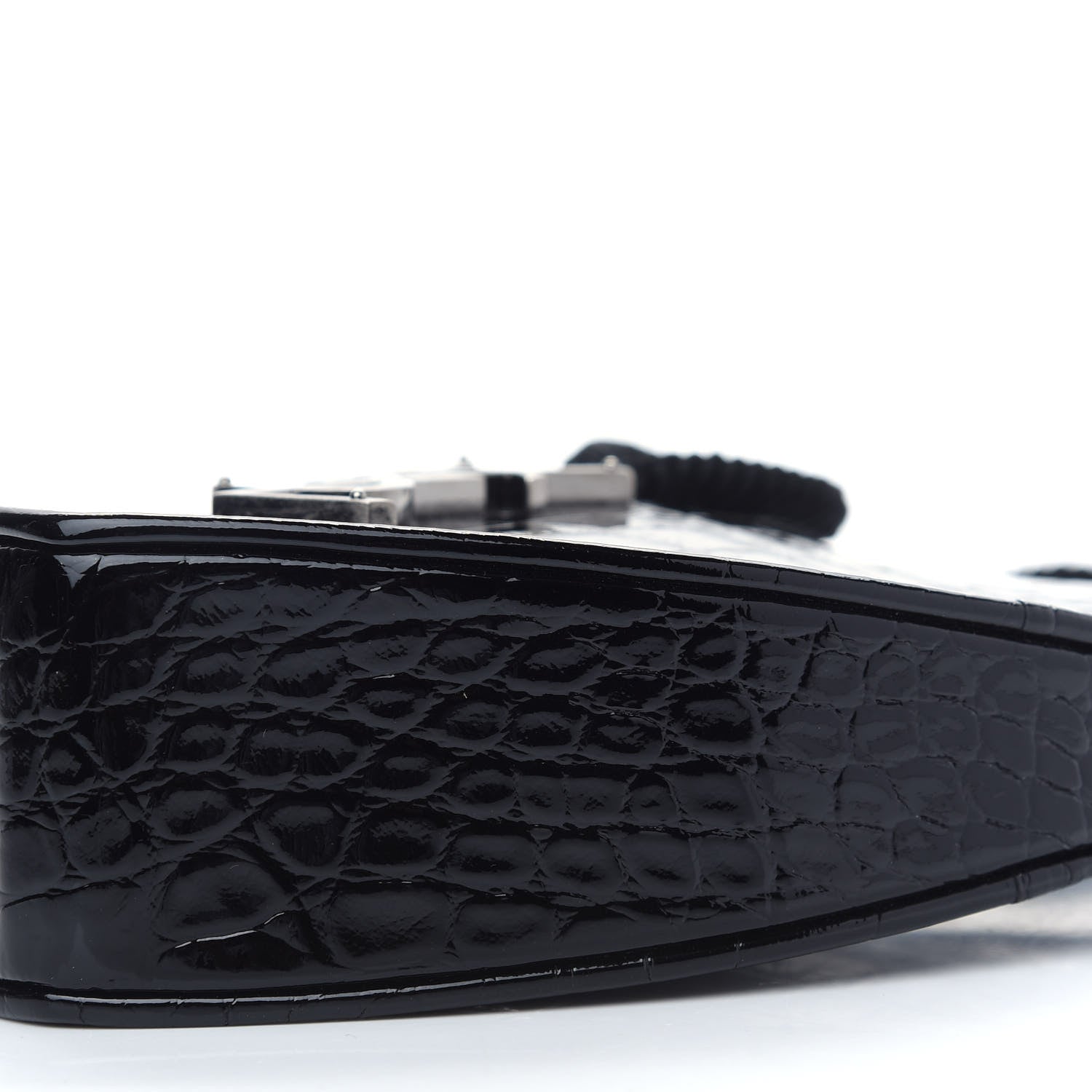 Saint Laurent Patent Crocodile Embossed Sac Coeur Heart Shaped Clutch Black 8 of 9