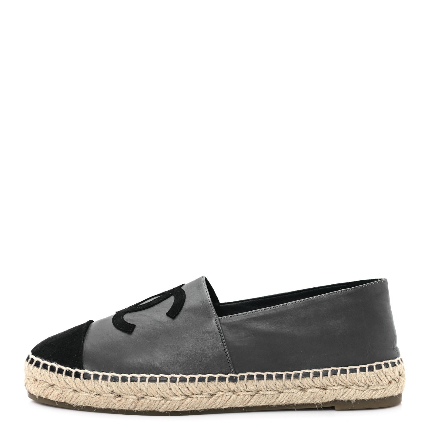 Calfskin Kid Suede CC Espadrilles 41 Dark Gray Black