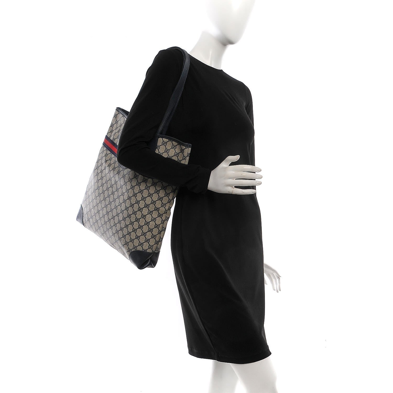 Gucci GG Plus Monogram Web Tote Navy Blue 2 of 17