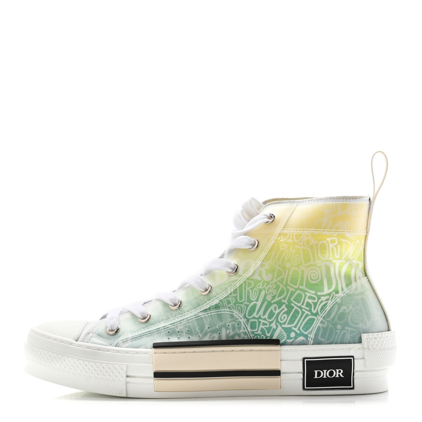 X SHAWN STUSSY Technical Canvas Dior All Over Mens B23 High Top Sneakers 39 Green Beige