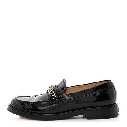 Chanel Shiny Calfskin Logo Loafers 39 Black 1 of 14