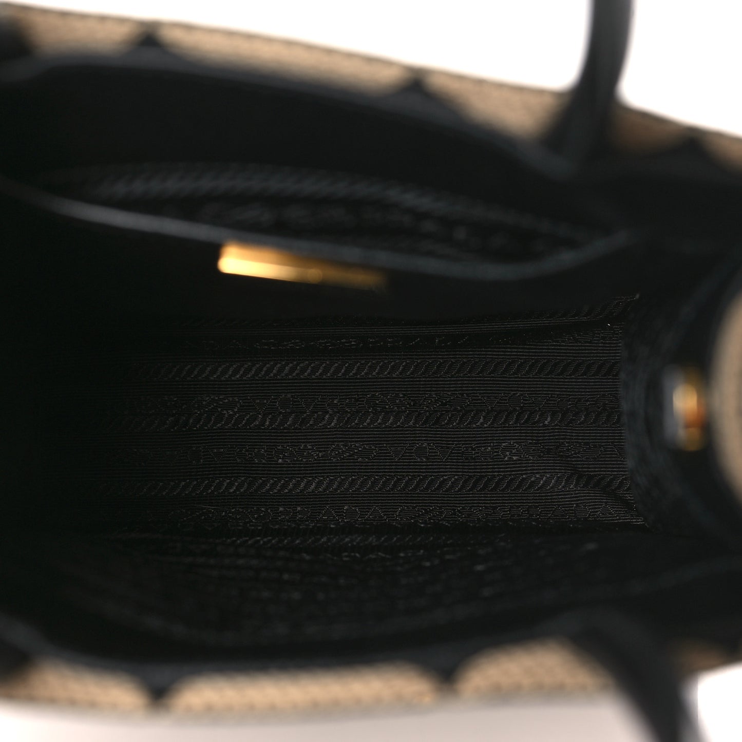 Jacquard Saffiano Triangolo Symbole Embroidered Micro Tote Black Corda