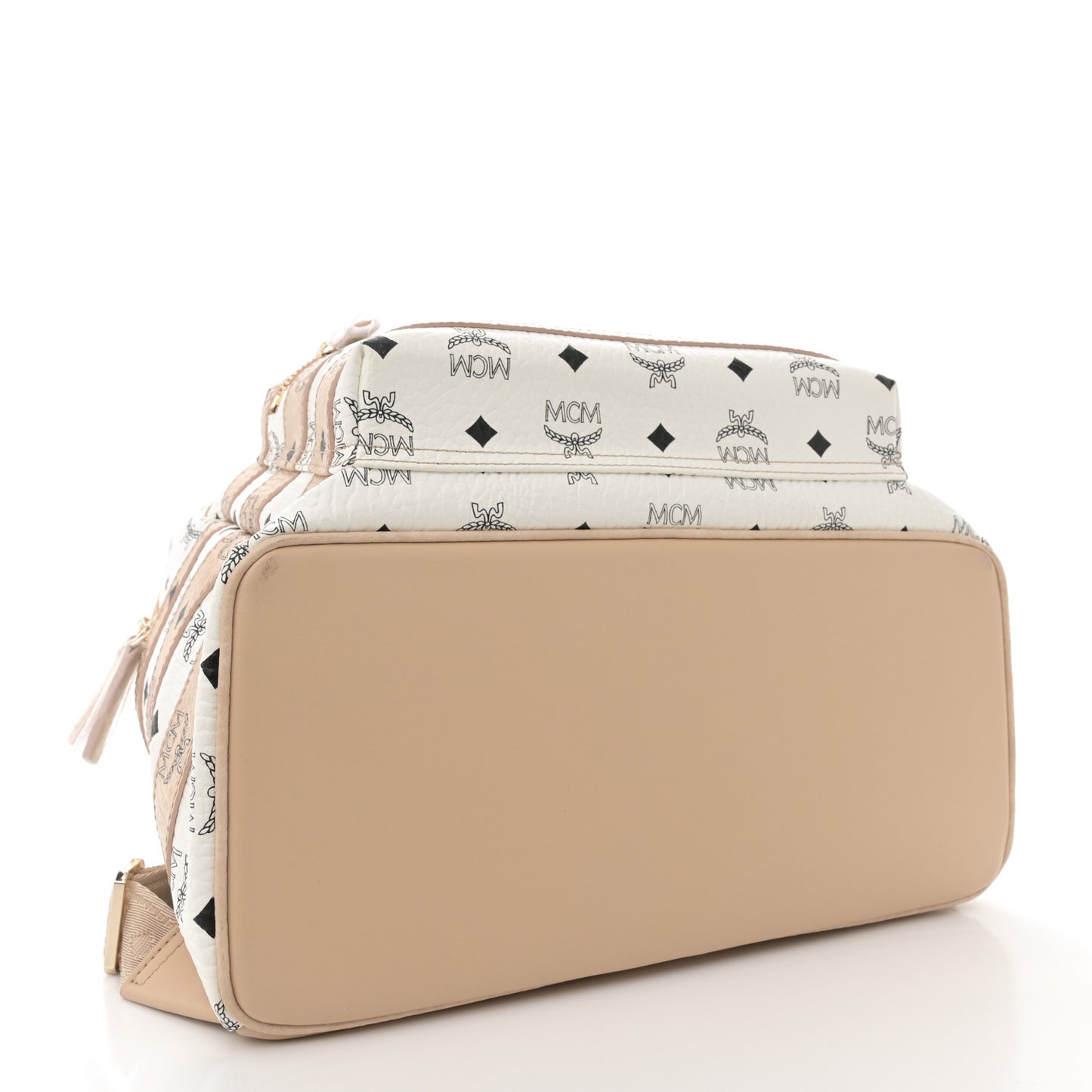 Metallic Visetos Striped Medium Stark Backpack White Beige