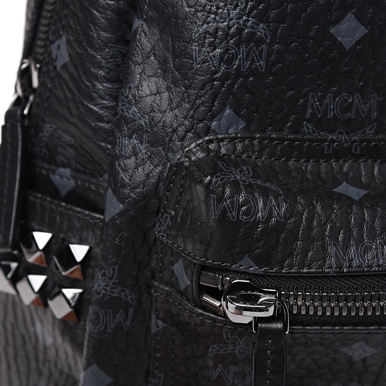 MCM Visetos Small Side Stud Stark Backpack Black 9 of 10