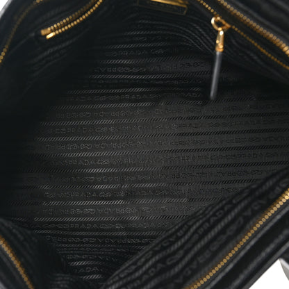 Prada Glossy Calfskin Triangle Large Bonnie Shoulder Bag Black 5 of 9