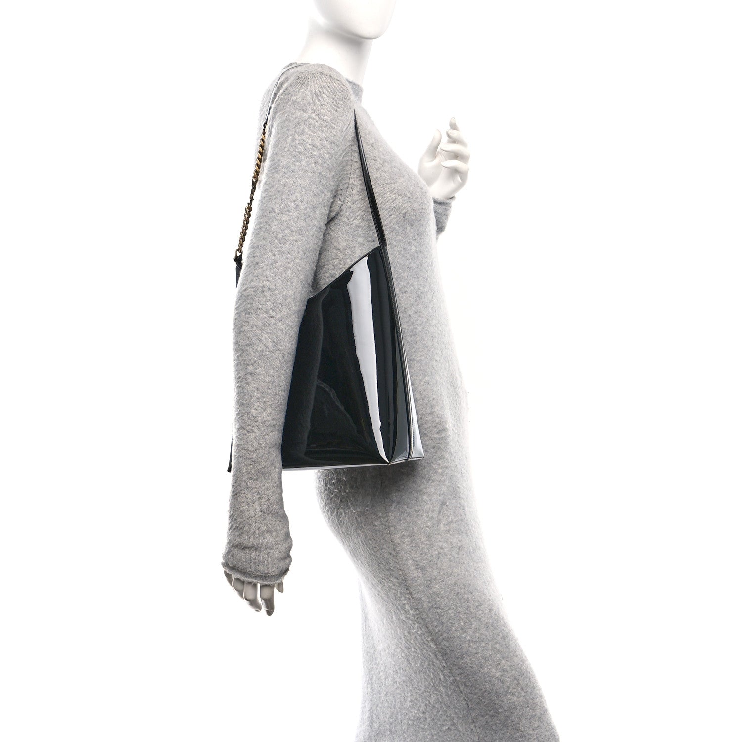 Saint Laurent Patent Calfskin Rendez-Vous Hobo Black 3 of 10