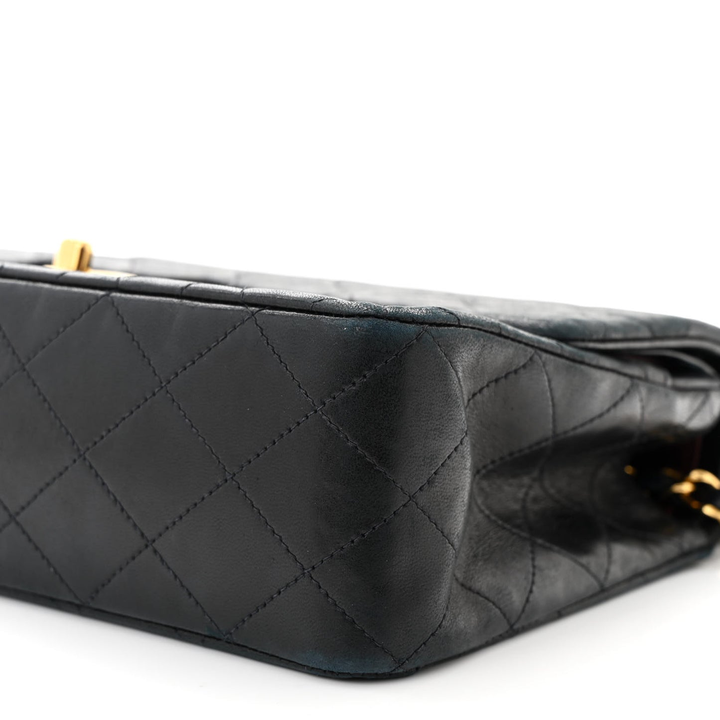 Lambskin Quilted Medium Double Flap Black