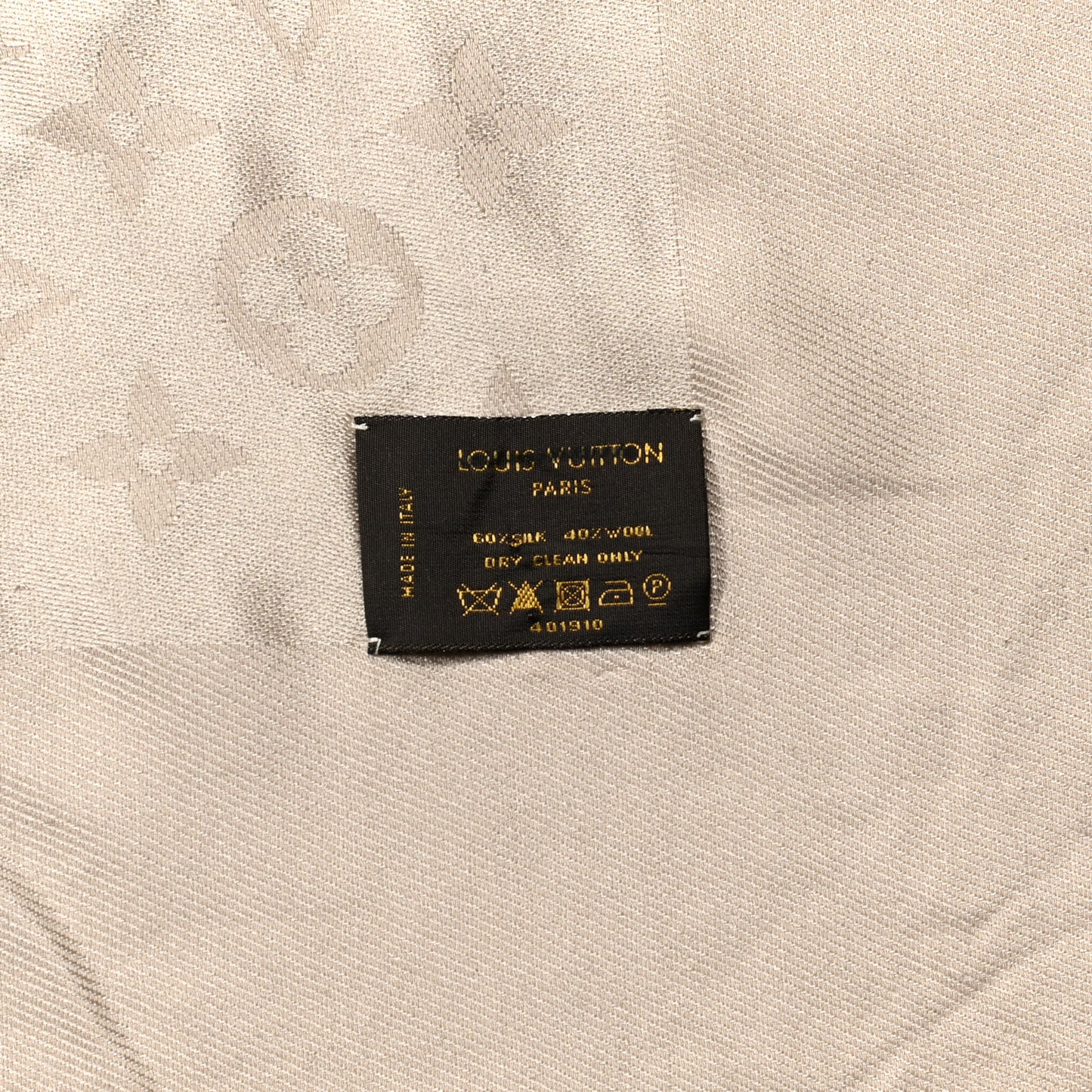 Silk Wool Monogram Shawl Beige