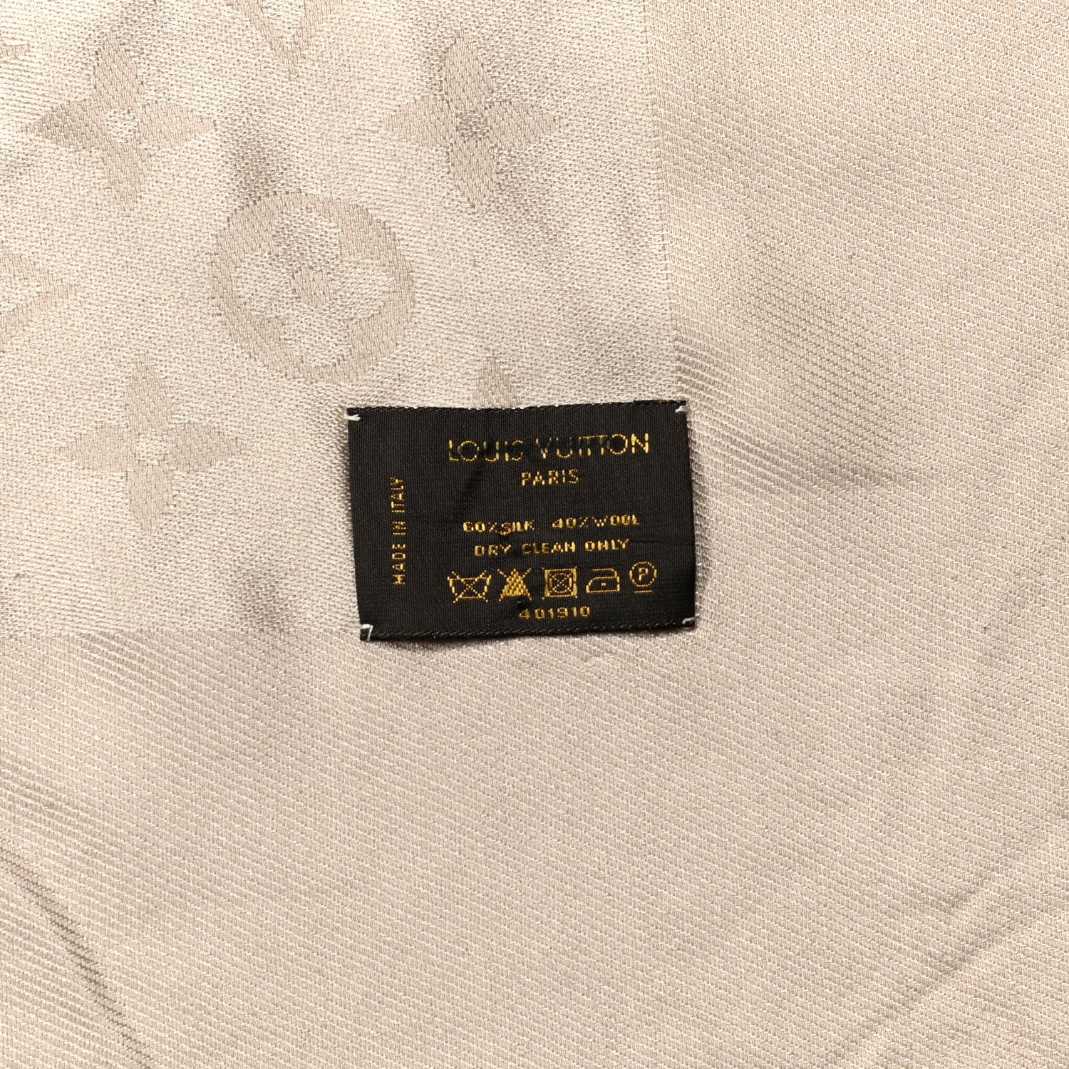 Louis Vuitton Silk Wool Monogram Shawl Beige 3 of 3