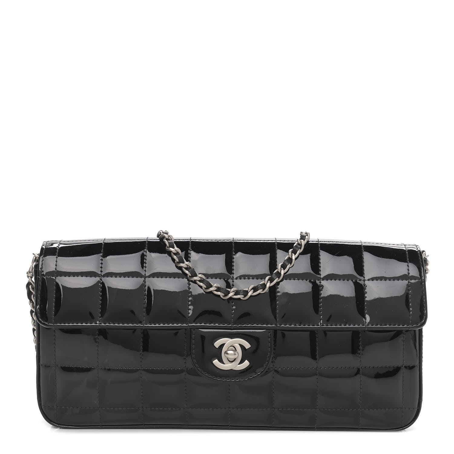 Chanel Patent Quilted East West Chocolate Bar Flap Black 1 of 9