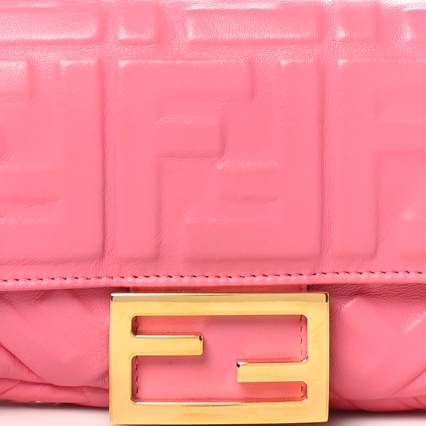 Nappa FF 1974 Embossed Mini Baguette Rosa Fluo
