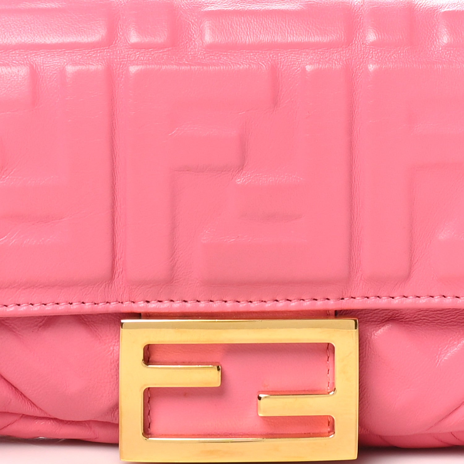 Fendi Nappa FF 1974 Embossed Mini Baguette Rosa Fluo 8 of 10