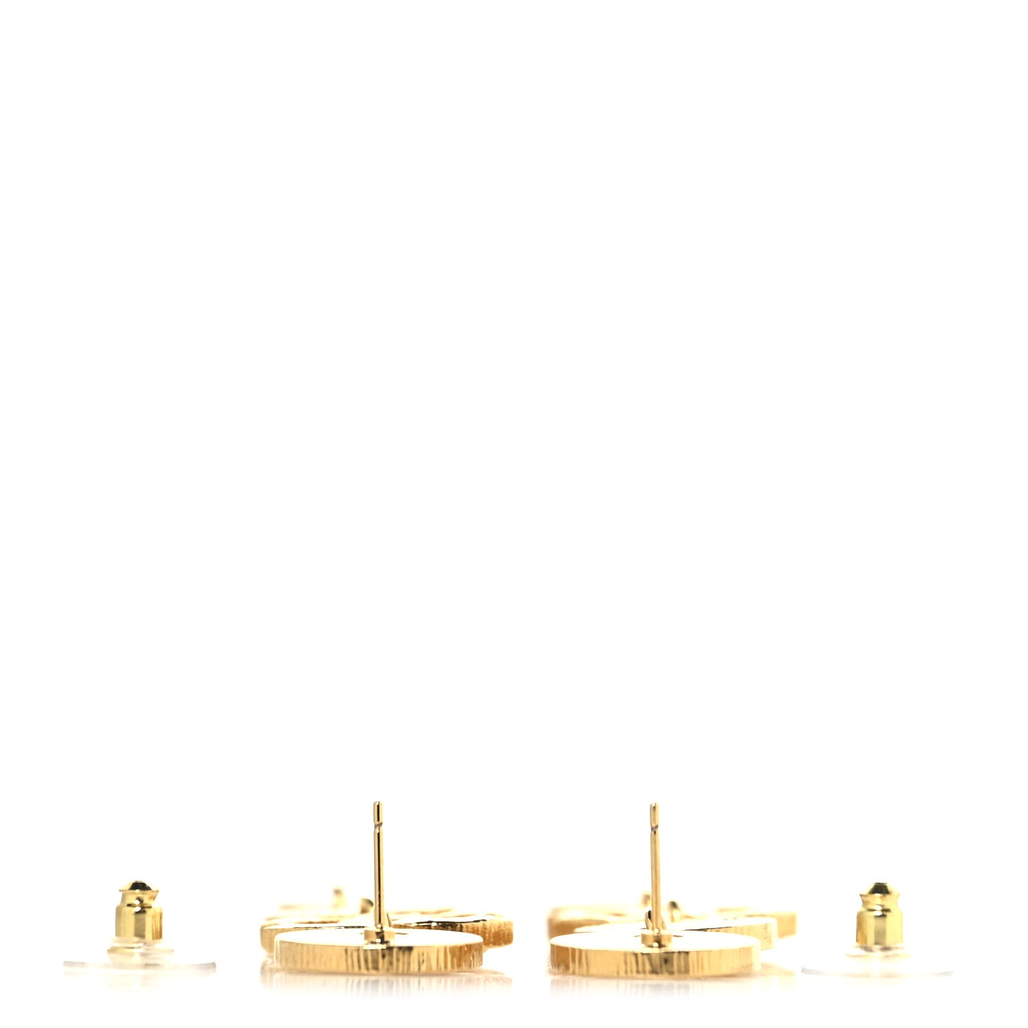 Chanel Metal Disc CC Long Drop Earrings Gold 3 of 4