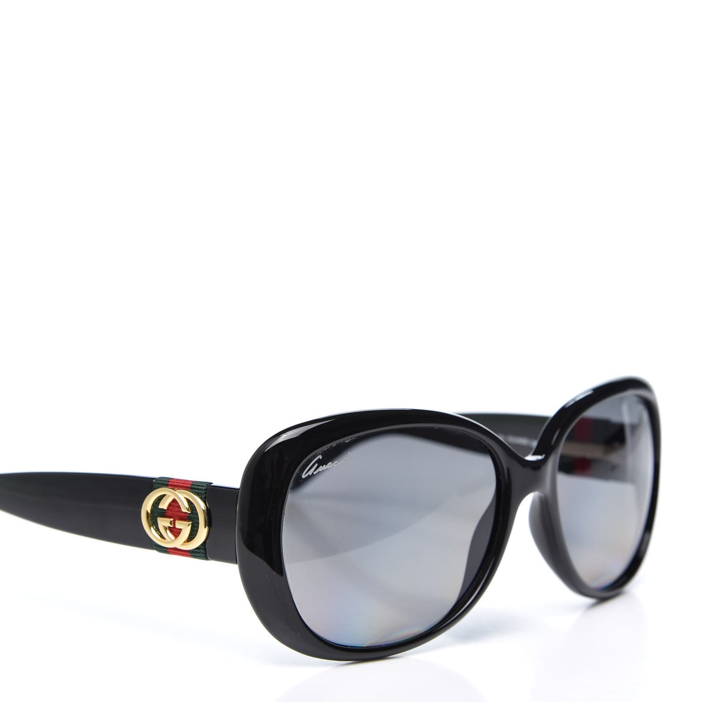 Acetate Oversized Round Frame Web Sunglasses GG3644S Black
