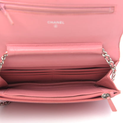 Chanel Lambskin Quilted Wallet On Chain WOC Pink 5 of 15