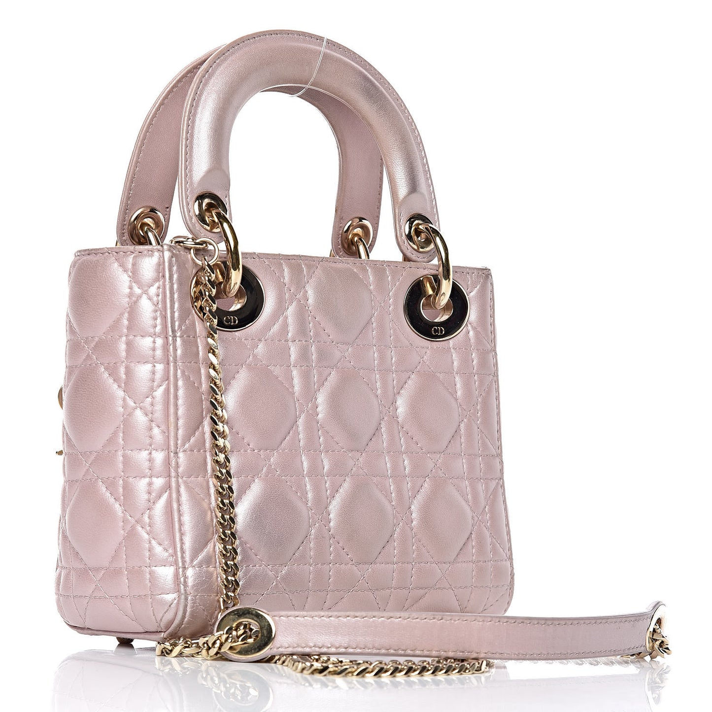 Metallic Lambskin Cannage Mini Lady Dior Lotus