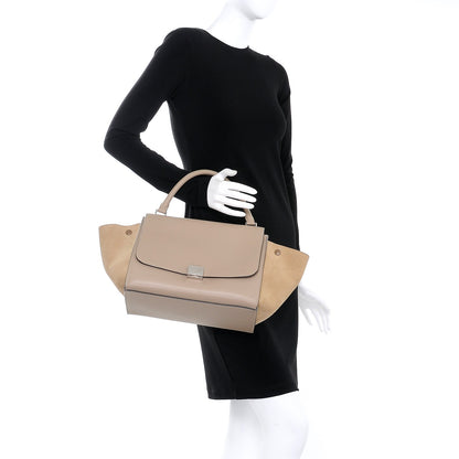 Celine Drummed Calfskin Suede Medium Trapeze Dune 3 of 8