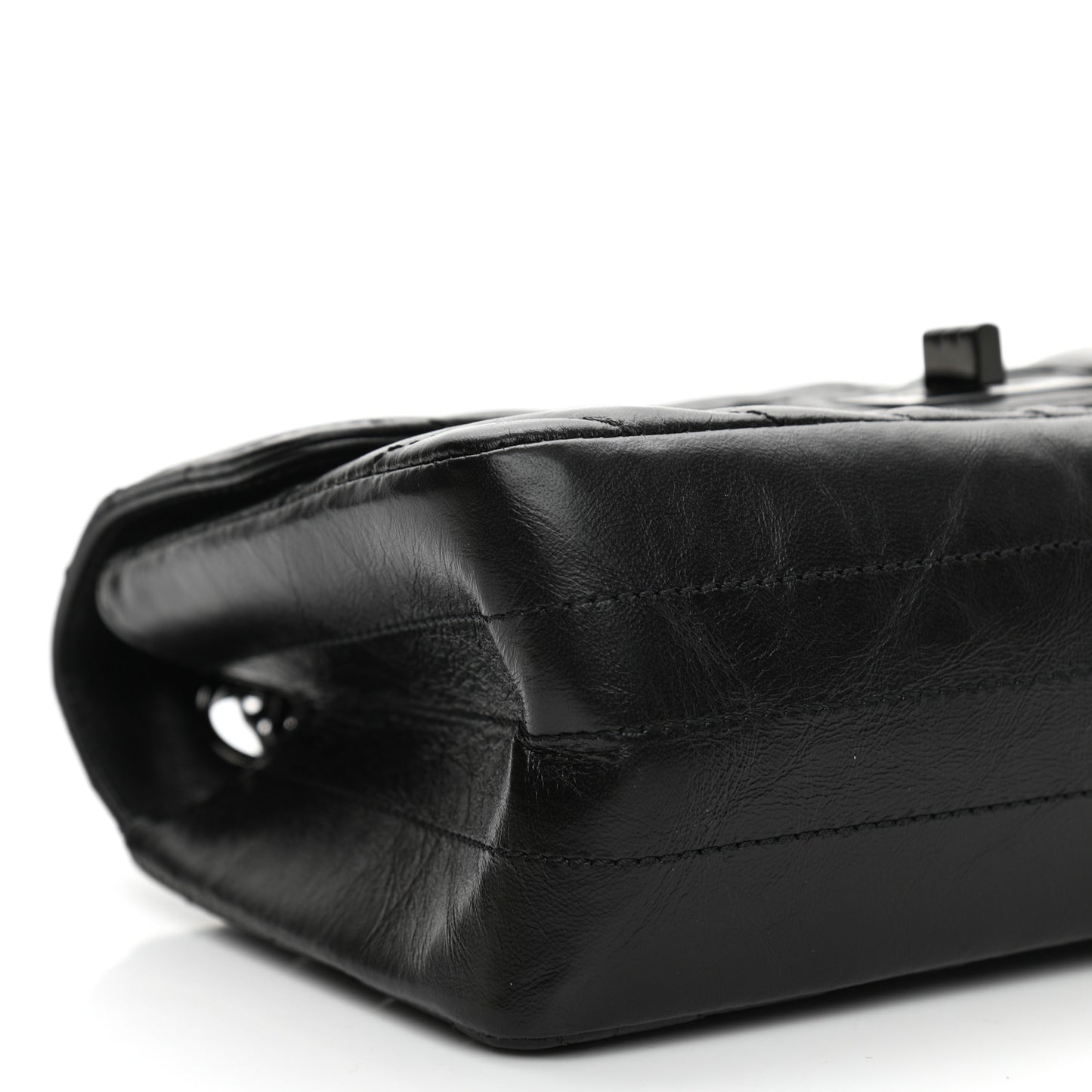 Aged Calfskin Chevron Quilted 2.55 Reissue Mini Flap So Black