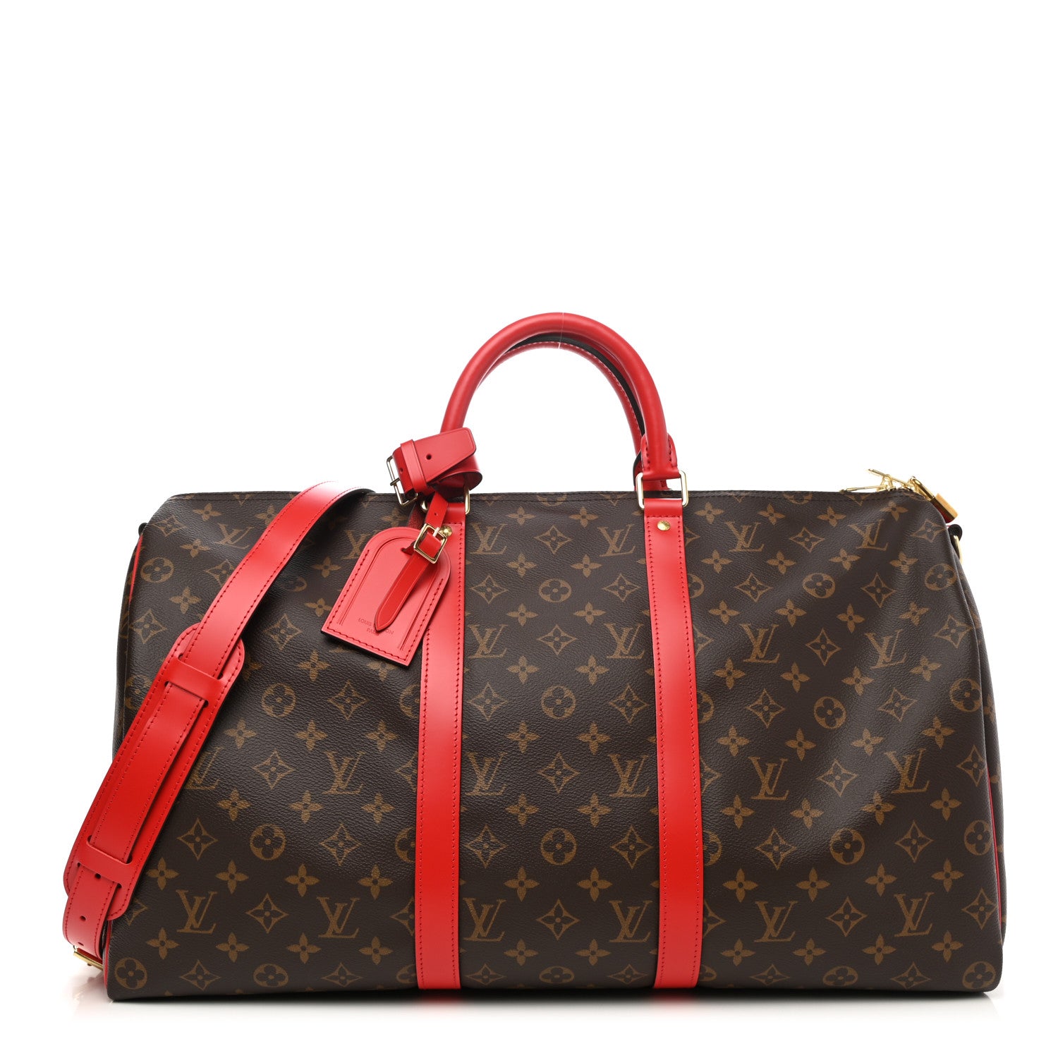 Louis Vuitton Calfskin Monogram Keepall Bandouliere 50 Coquelicot 1 of 12