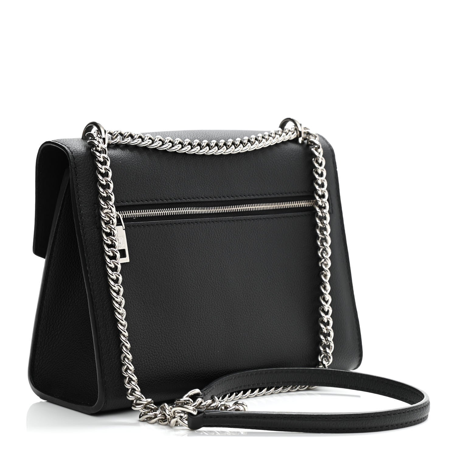 Louis Vuitton Soft Calfskin Mylockme Chain Bag BB Black 3 of 11