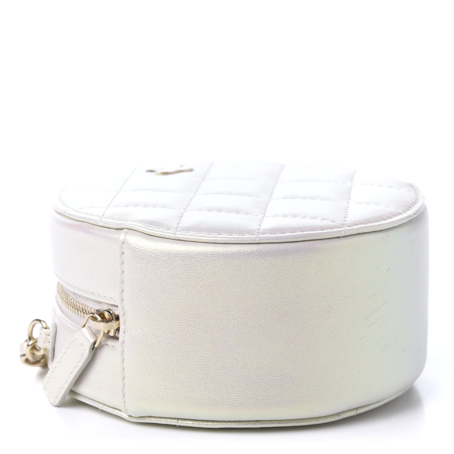 Chanel Iridescent Lambskin Quilted Round Clutch With Chain Ivory 4 of 11