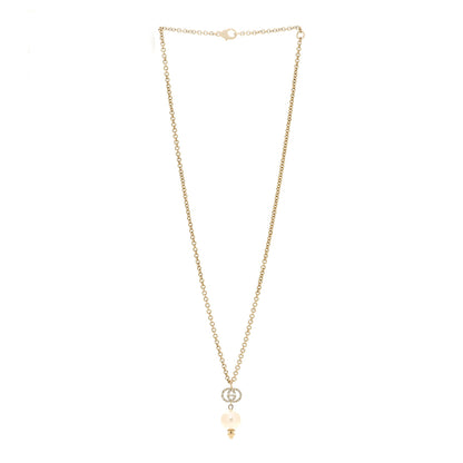 Gucci Pearl Crystal Interlocking G Necklace Gold 3 of 7