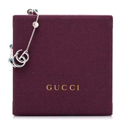 Gucci Sterling Silver Blue Topaz Mother of Pearl Resin Double G Flower Bracelet Turquoise 4 of 4