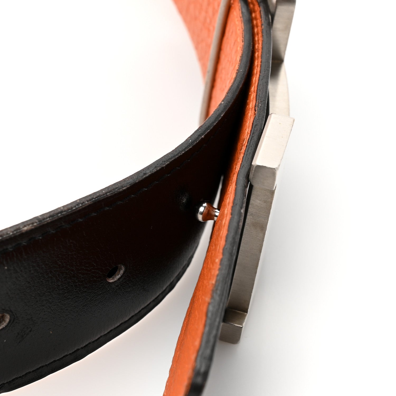 Hermes Box Togo 24mm Mini Constance H Belt 80 Black Orange 3 of 9