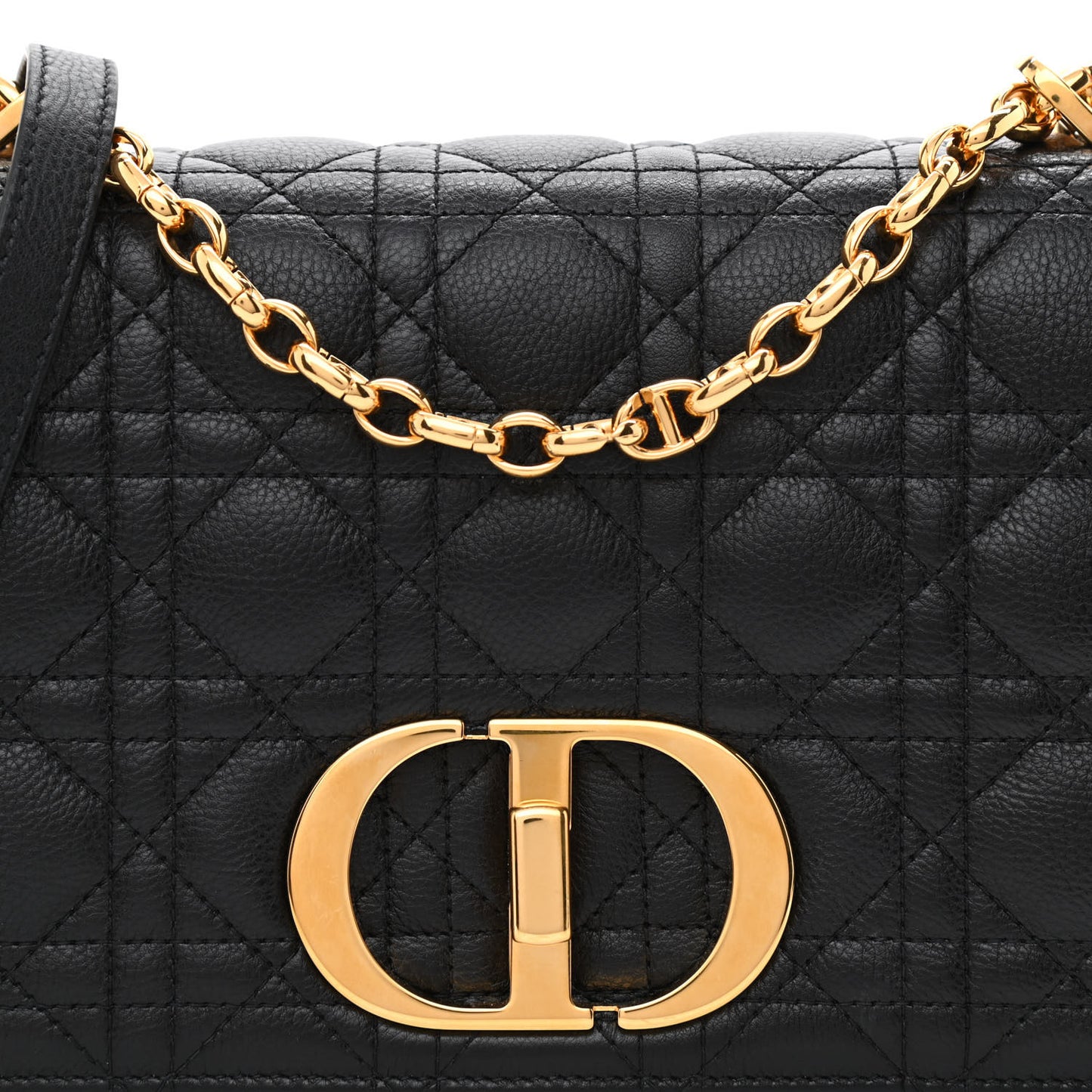 Calfskin Cannage Medium Caro Bag Black