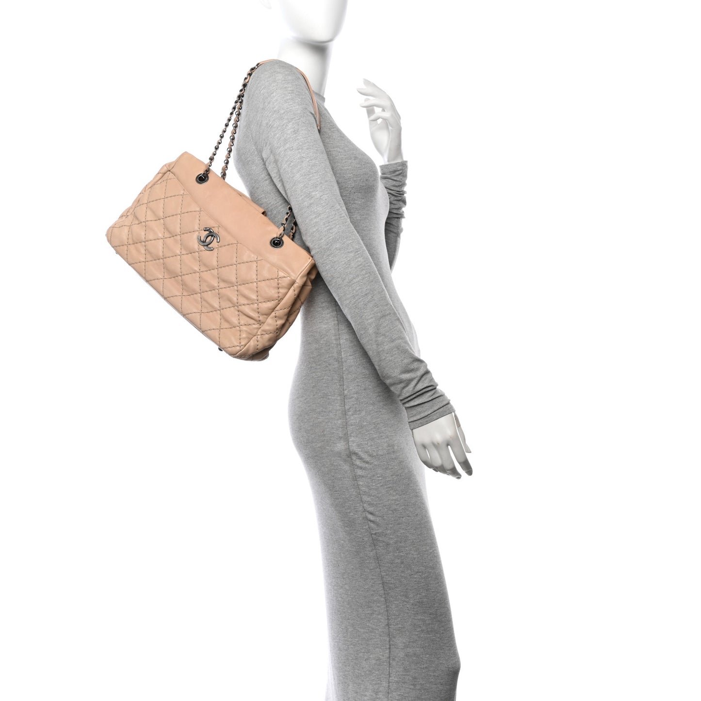 Calfskin Medium Stitch It Tote Beige